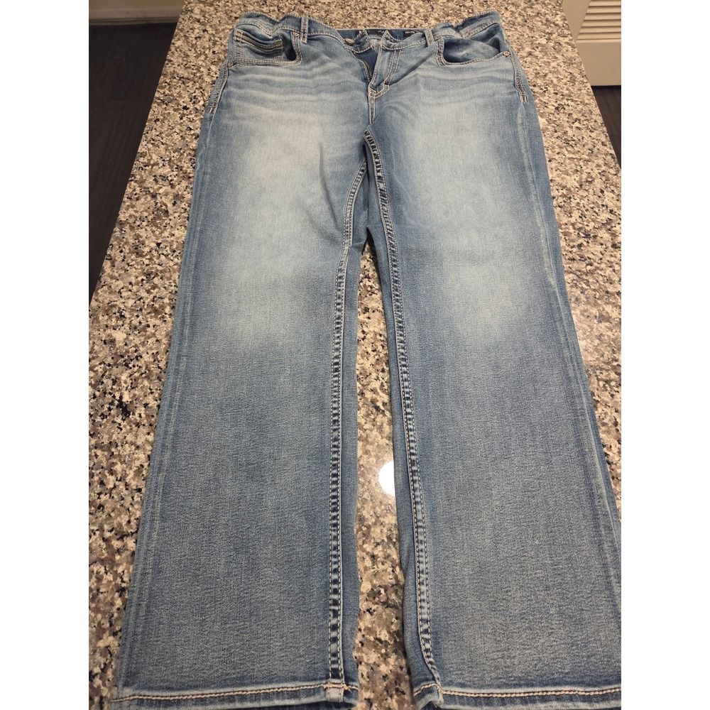BKE Tyler Straight Leg Jeans Mens 36x30 Light Wash Stretch Denim ABS23435